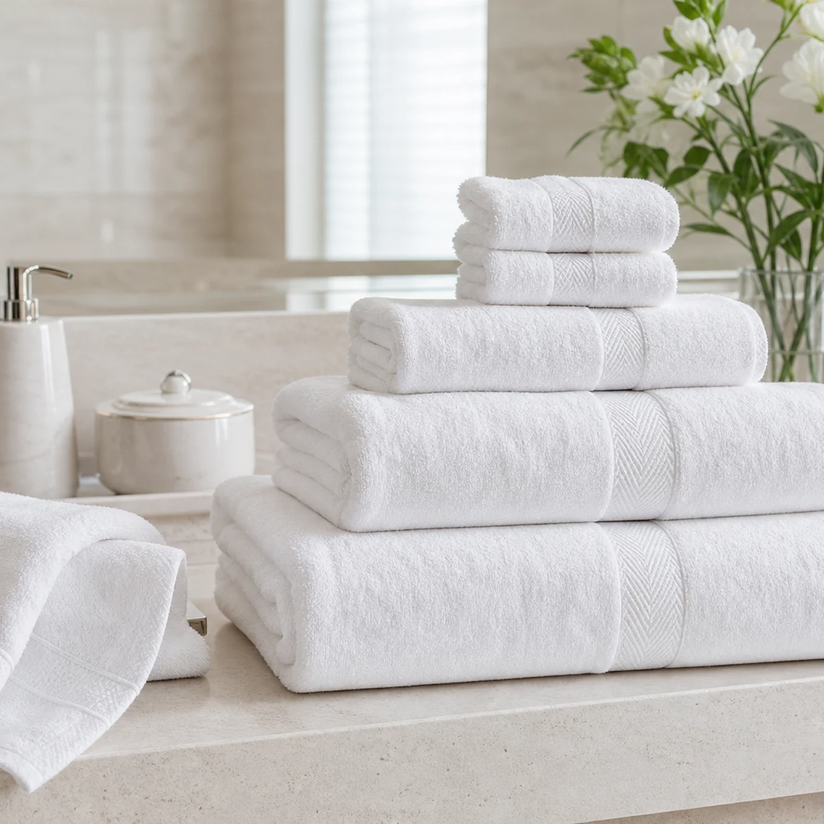 Silverthread White Bath Towel Bundle